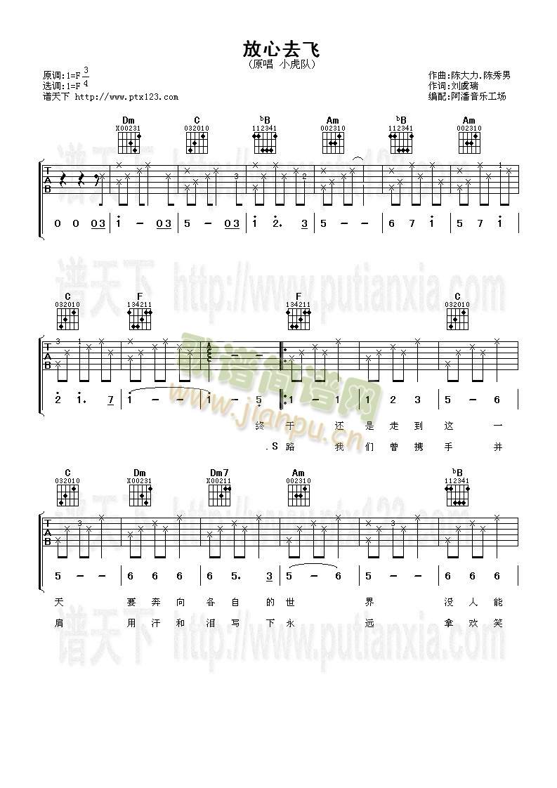 放心去飞(吉他谱)1