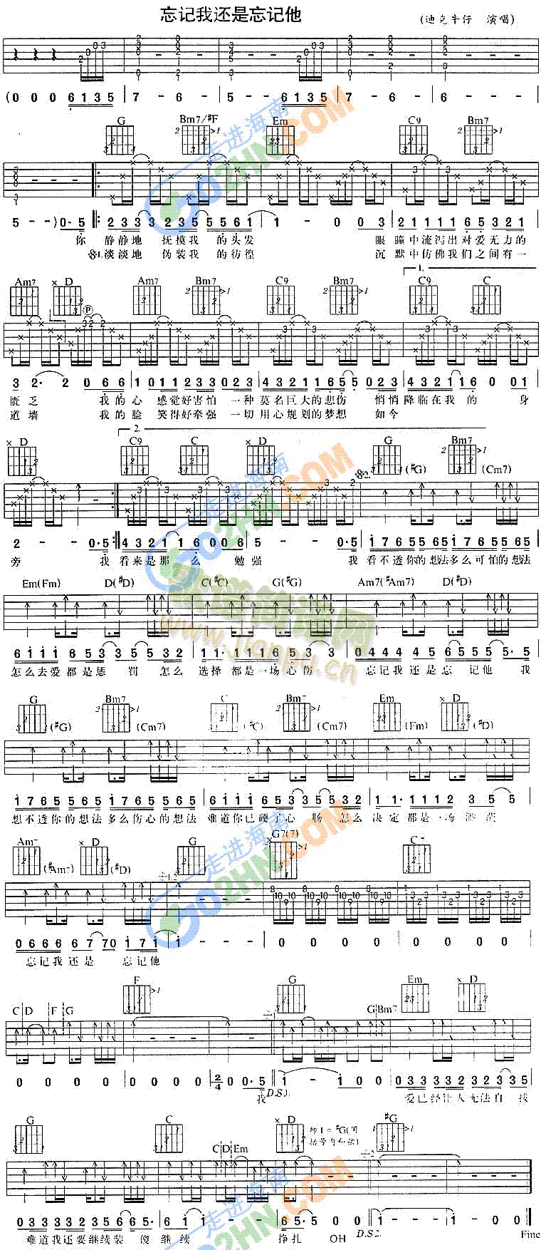 忘记我还是忘记他(吉他谱)1