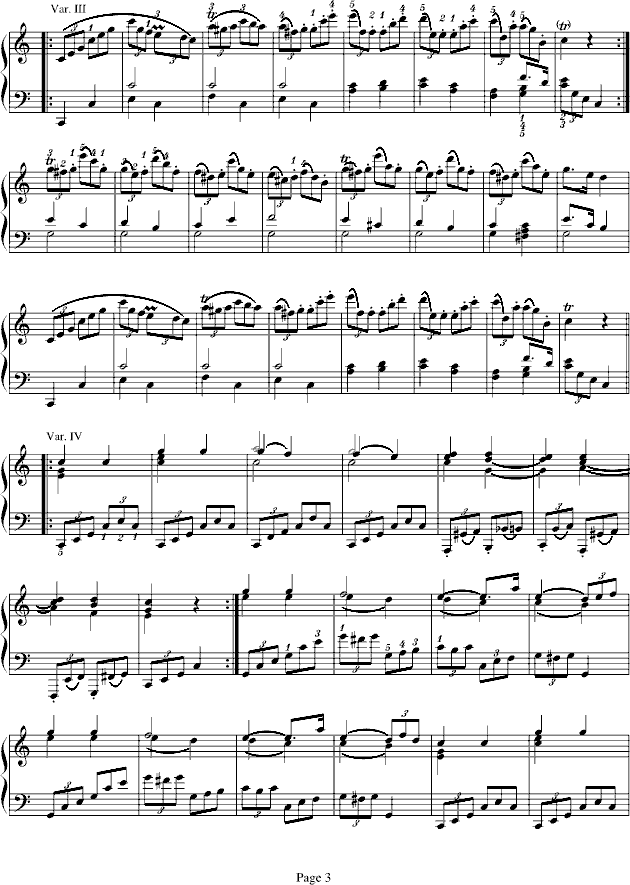 小星星变奏曲K.265(钢琴谱)3