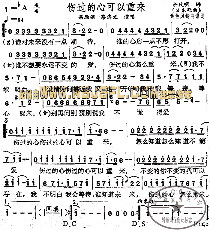 伤过的心可以重来(八字歌谱)1