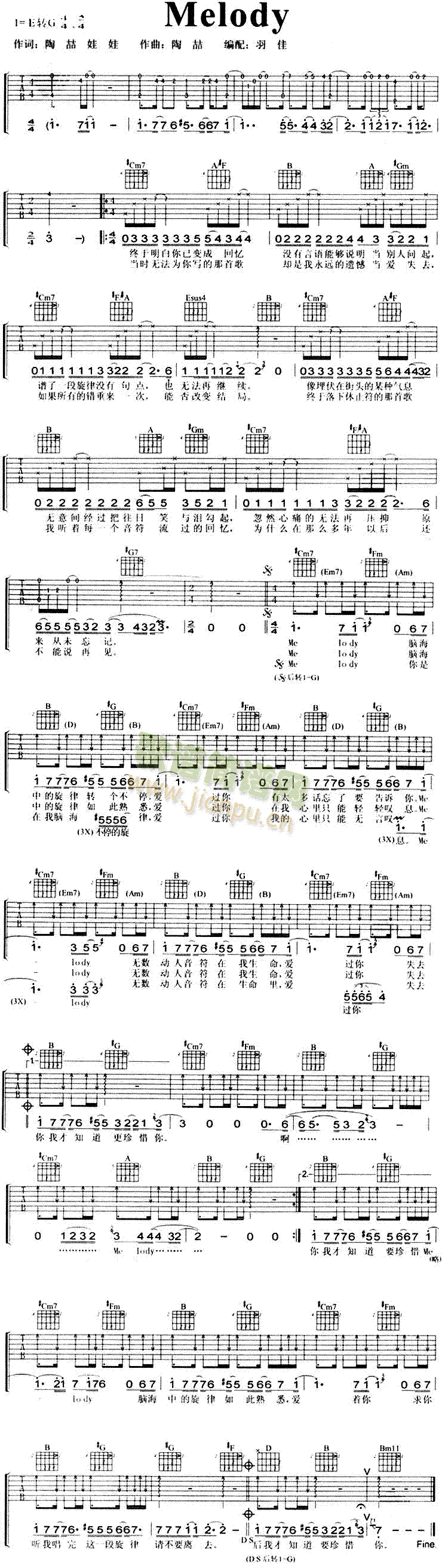 Melody(吉他谱)1