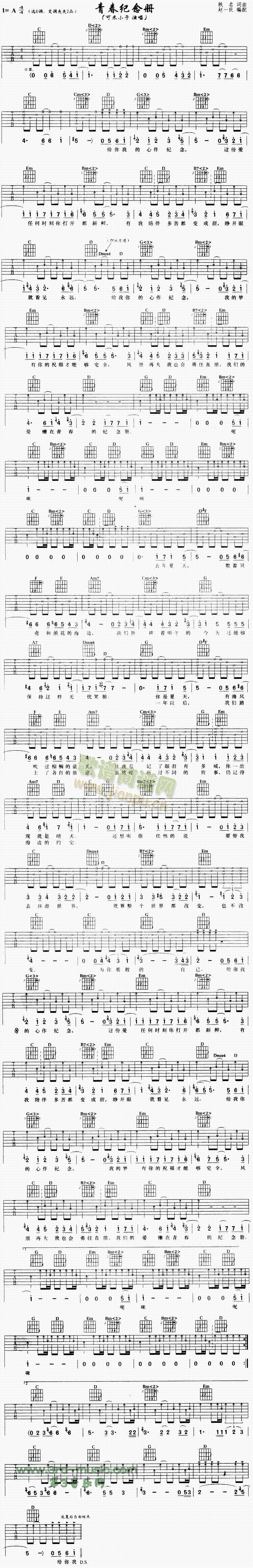 青春纪念册(吉他谱)1