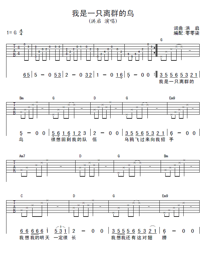 我是一只离群的鸟(吉他谱)1