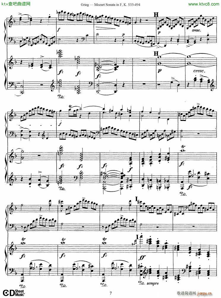 Grieg Sonata K 533 Mozart 2nd Piano Grieg(钢琴谱)7