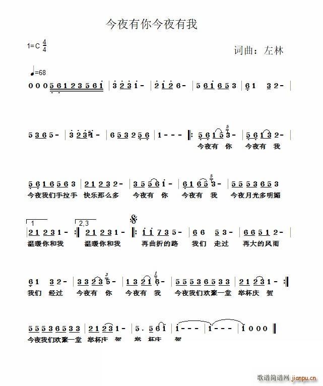 今夜有你今夜有我 左林音乐作品(十字及以上)1