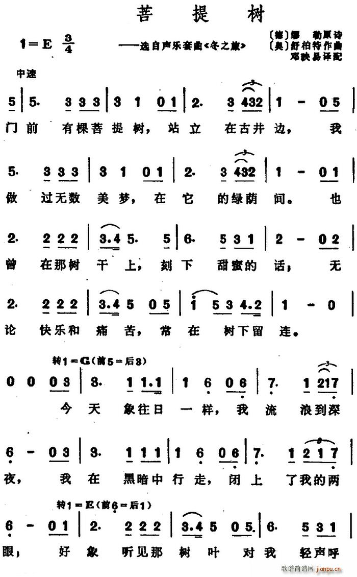 菩提树 选自声乐套曲 冬之旅(十字及以上)1