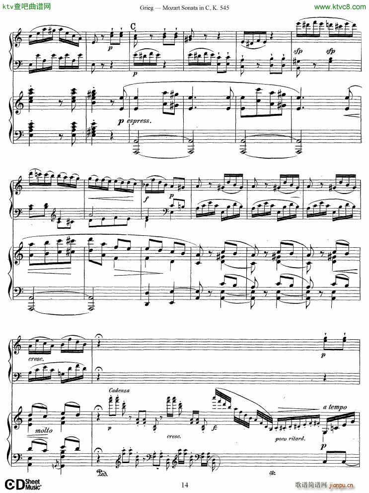 Grieg Mozart sonata KV545 2 pianos(钢琴谱)14