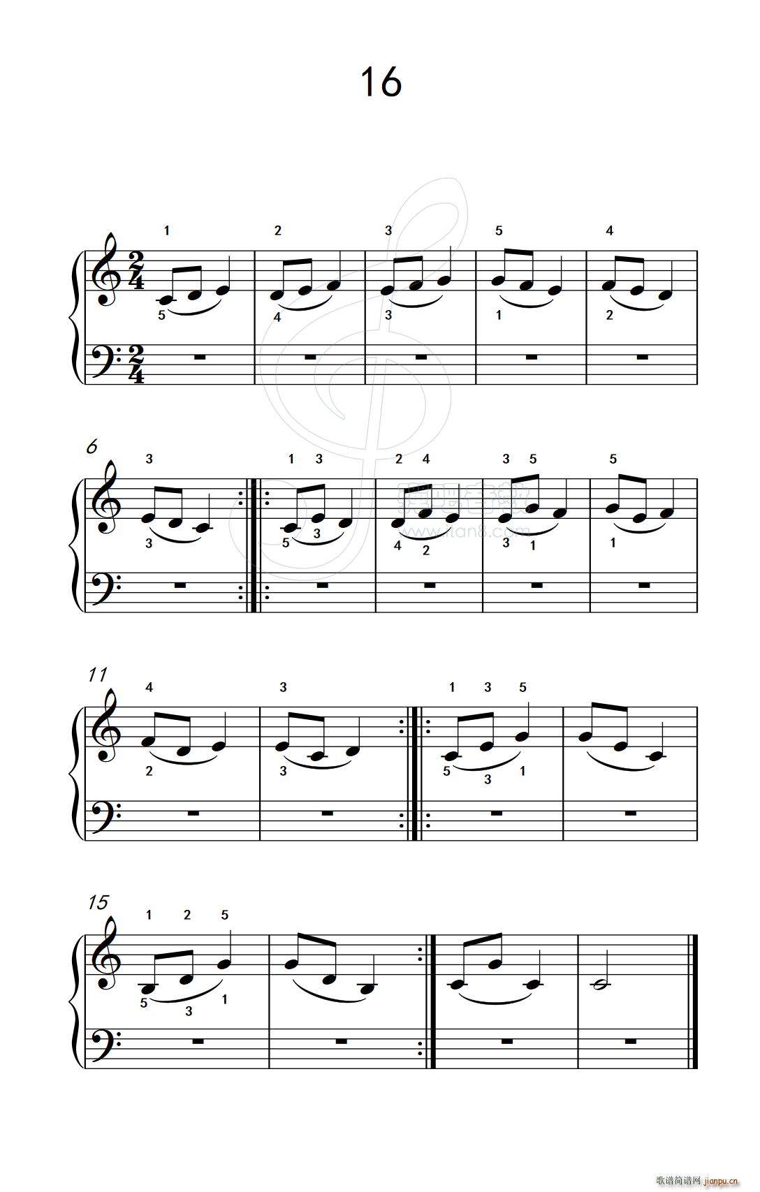 连音练习 16 儿童钢琴手指练习 2(钢琴谱)1