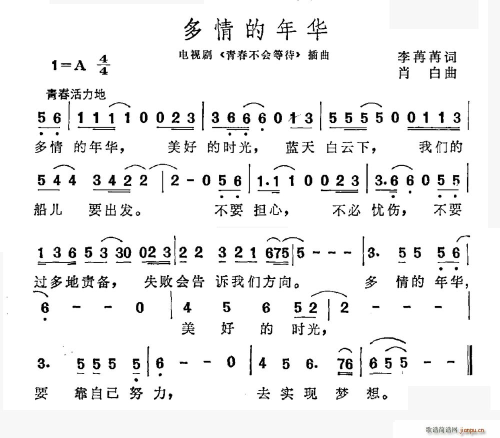 多情的年华 电视剧 青春不会等待 插曲(十字及以上)1