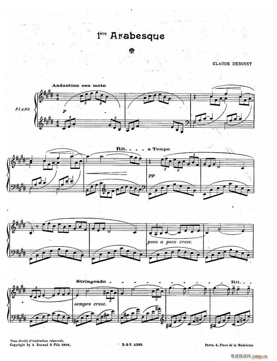 Claude Debussy Arabesque No 1 Arabesque No 1(十字及以上)1