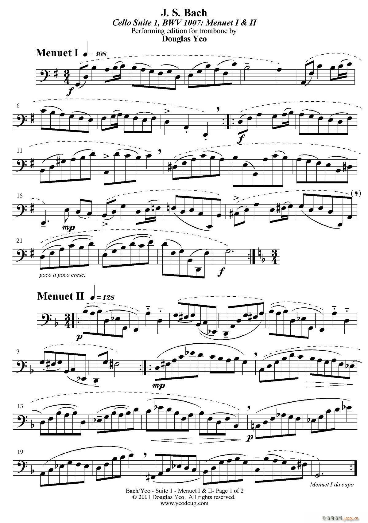 Douglas Yeo Menuet 小步舞曲 低音长号(十字及以上)1