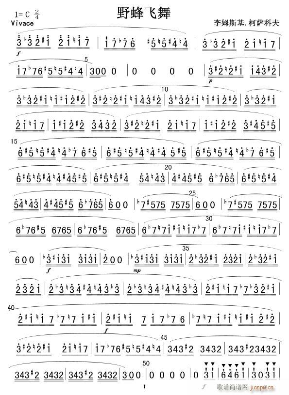 野蜂飞舞长 笛 1(笛箫谱)1