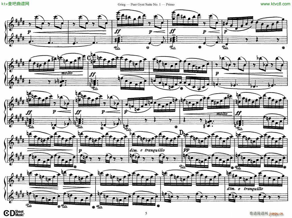 Peer Gynt Suite No 1(钢琴谱)5