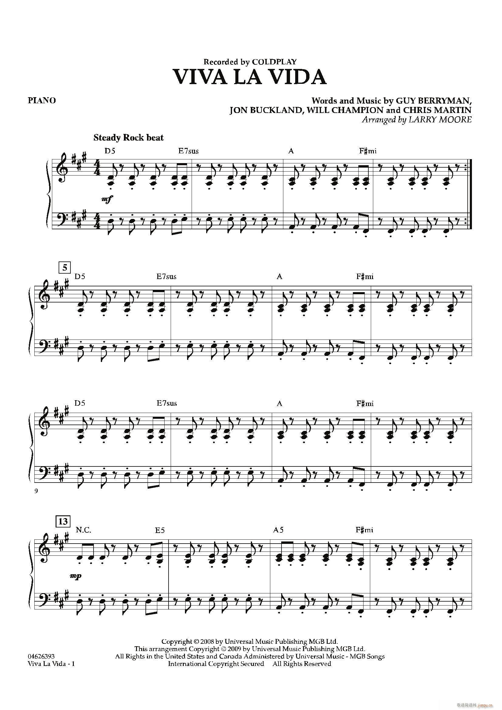 VIVA LA VIDA 钢琴(钢琴谱)1