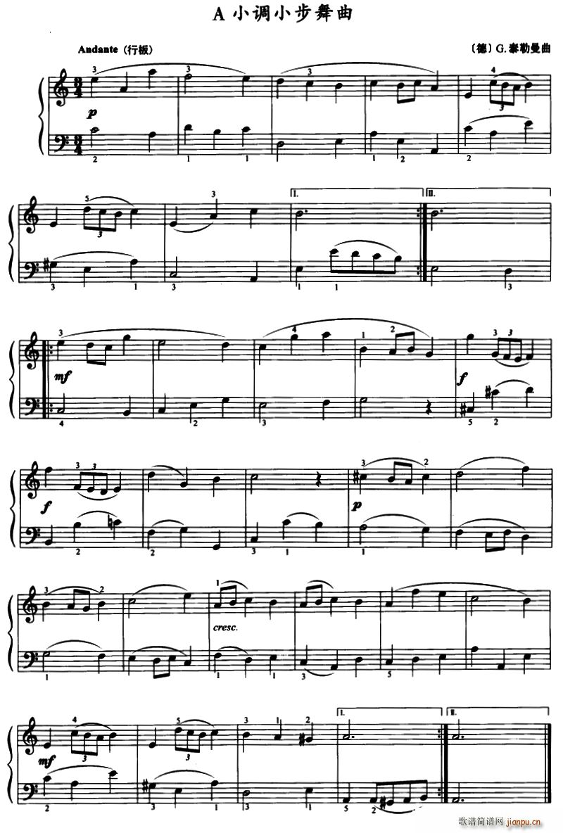 A小调小步舞曲(钢琴谱)1