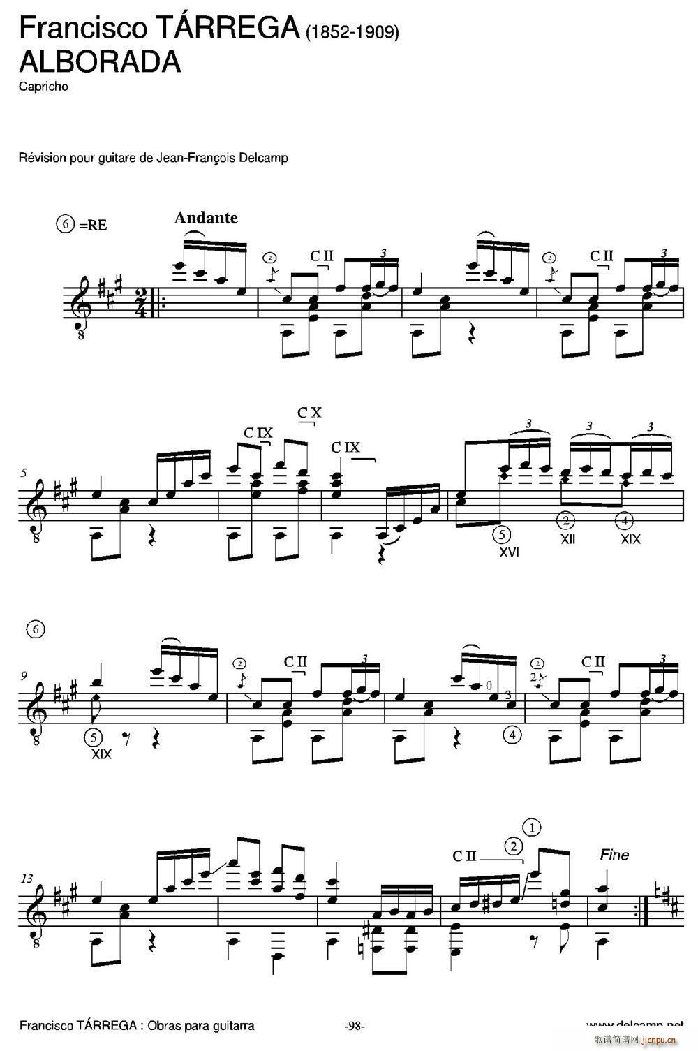 ALBORADA Capricho 古典吉他(吉他谱)1