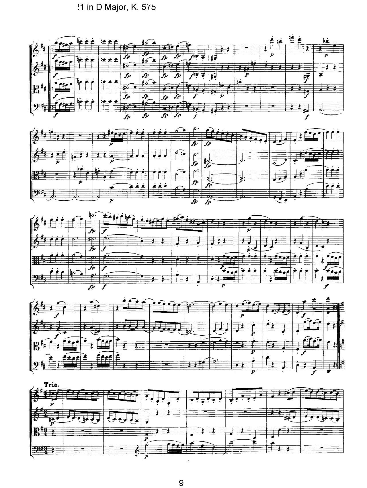 Mozart Quartet No 21 in D Major K 575(总谱)9