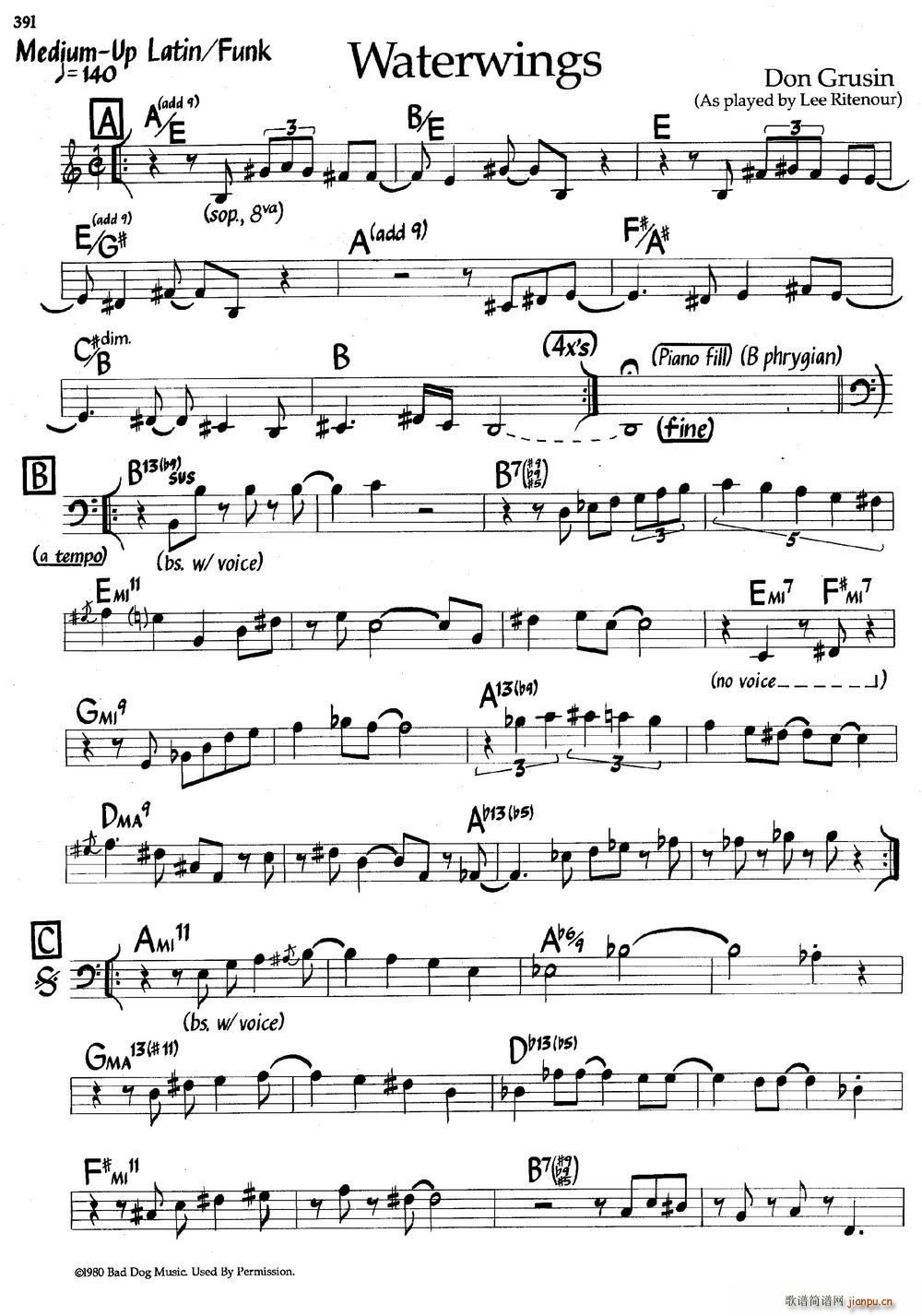 WaterWings 爵士钢琴曲(钢琴谱)1