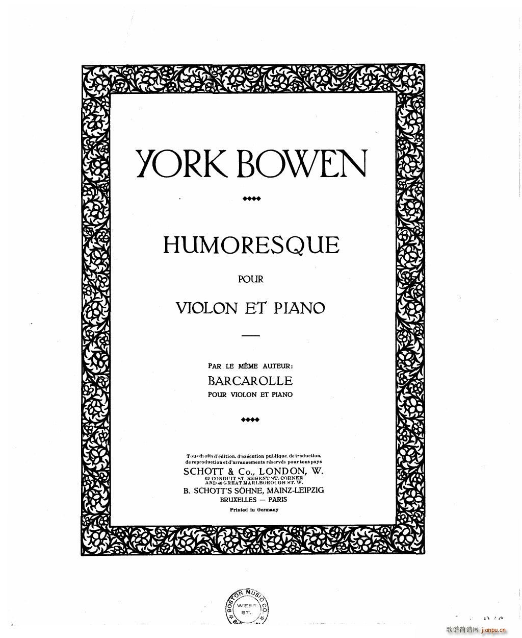 Bowen Humoresque for violin and piano(钢琴谱)1