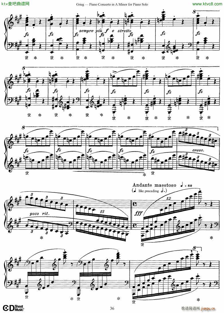 Grieg Piano Concerto solo arr 2 byGrieg(钢琴谱)35