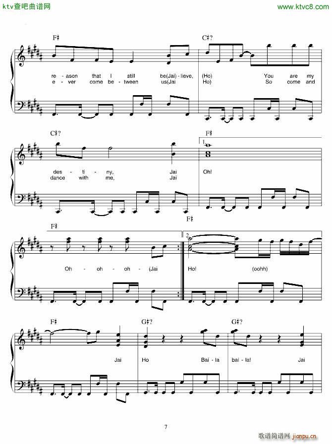 贫民窟的百万富翁(八字歌谱)7