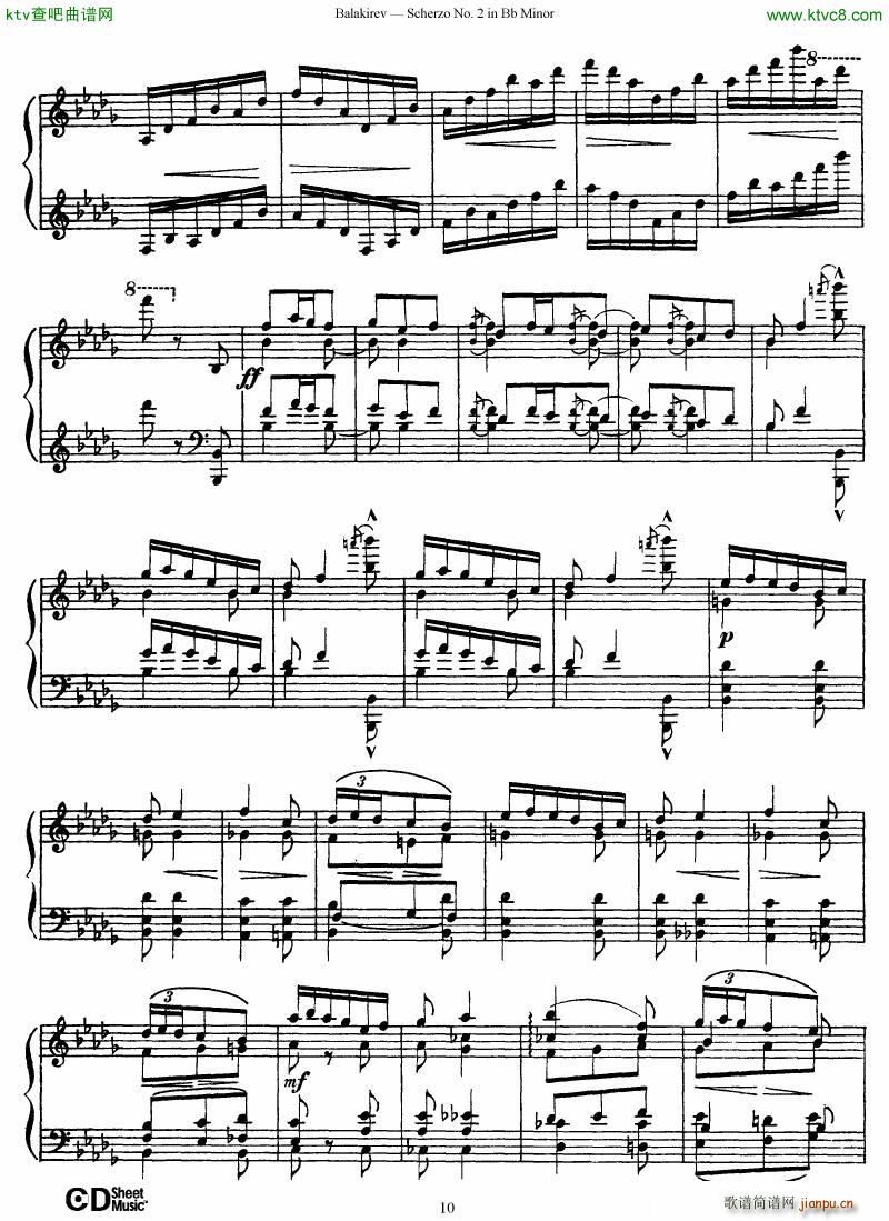 Balakirev Scherzo No 2 Bb Minor(钢琴谱)10