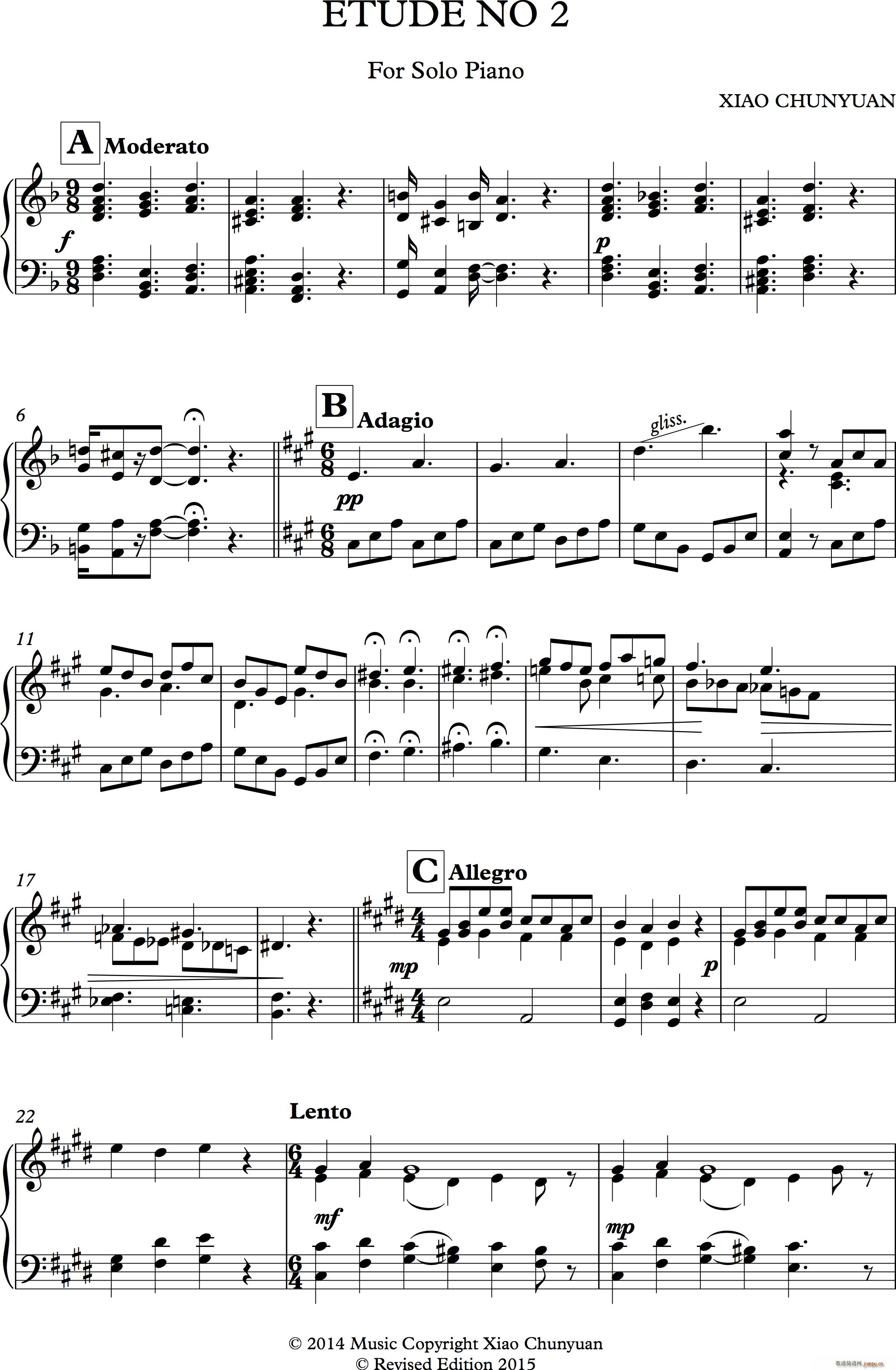 Etude No 2 钢琴练习曲(钢琴谱)1