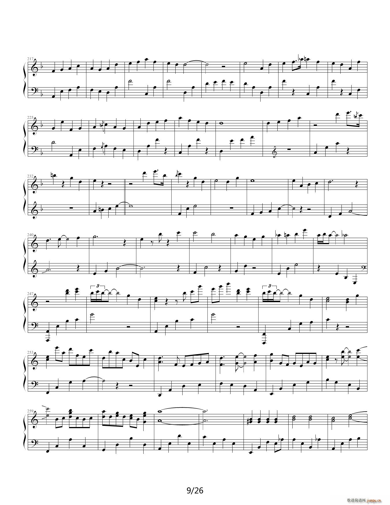 狂荬物w翔幻想 88IP酷使h 降A调(钢琴谱)9