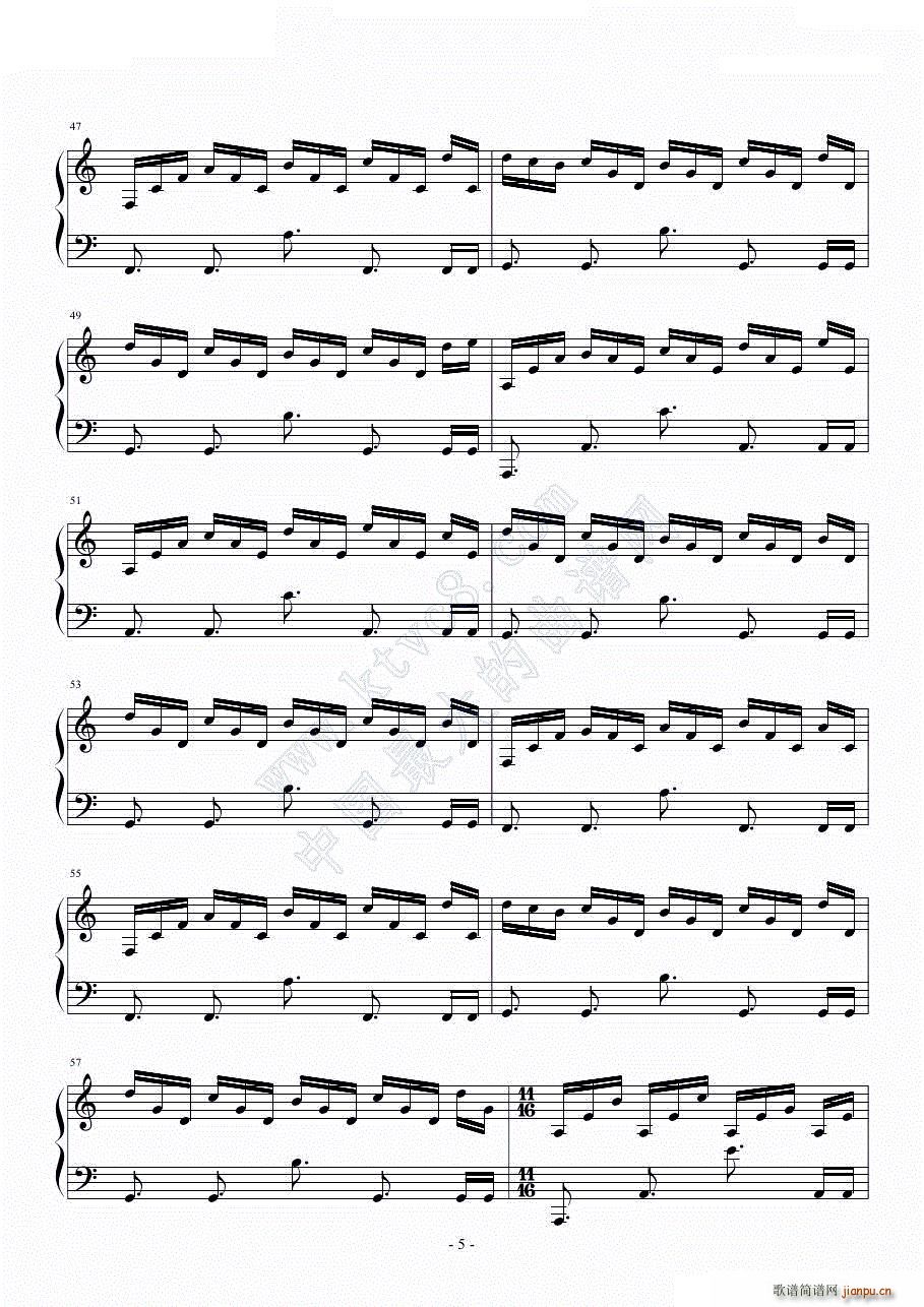 漫步者 适合下雨时听(钢琴谱)5