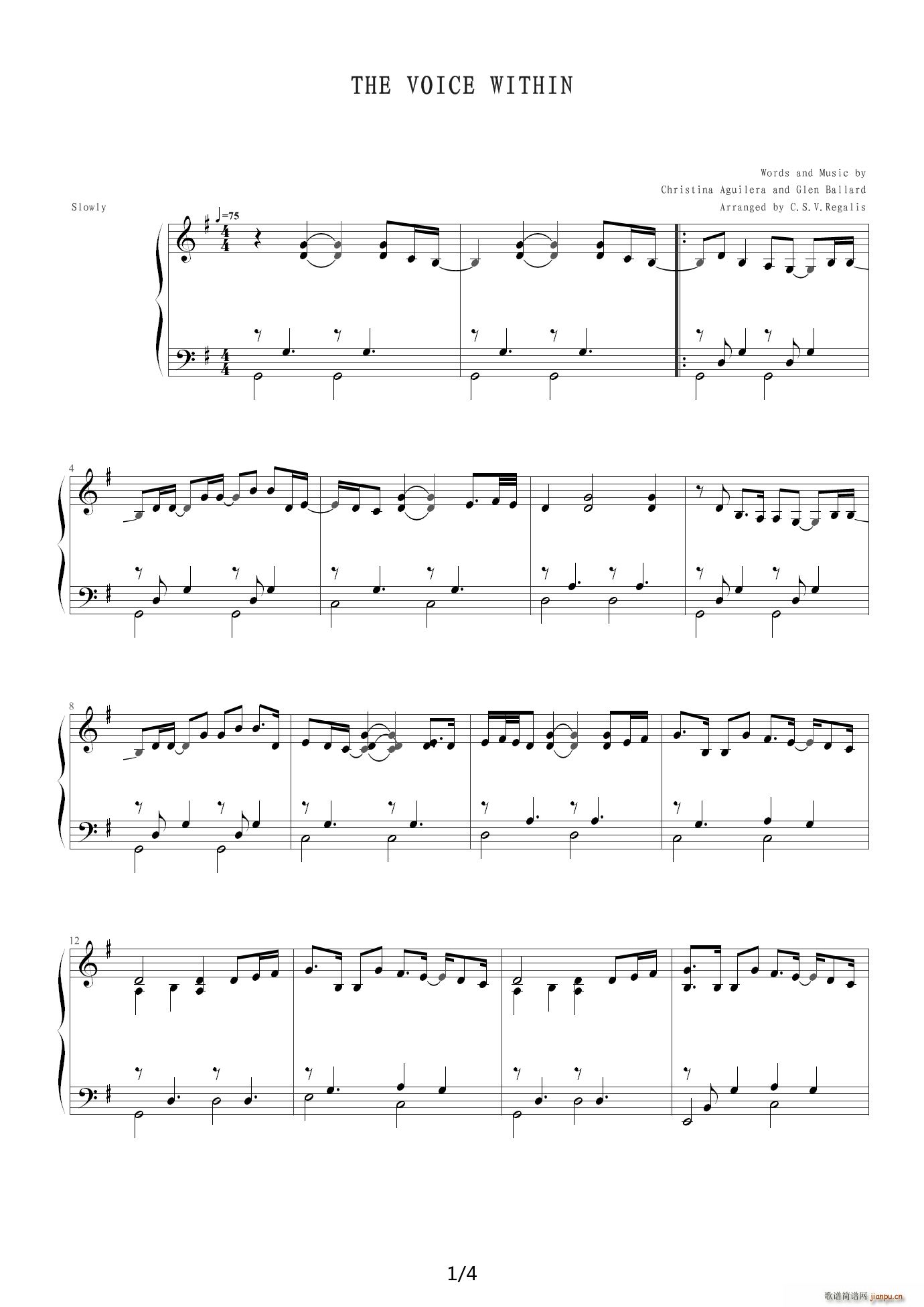 the voice within G调(钢琴谱)1