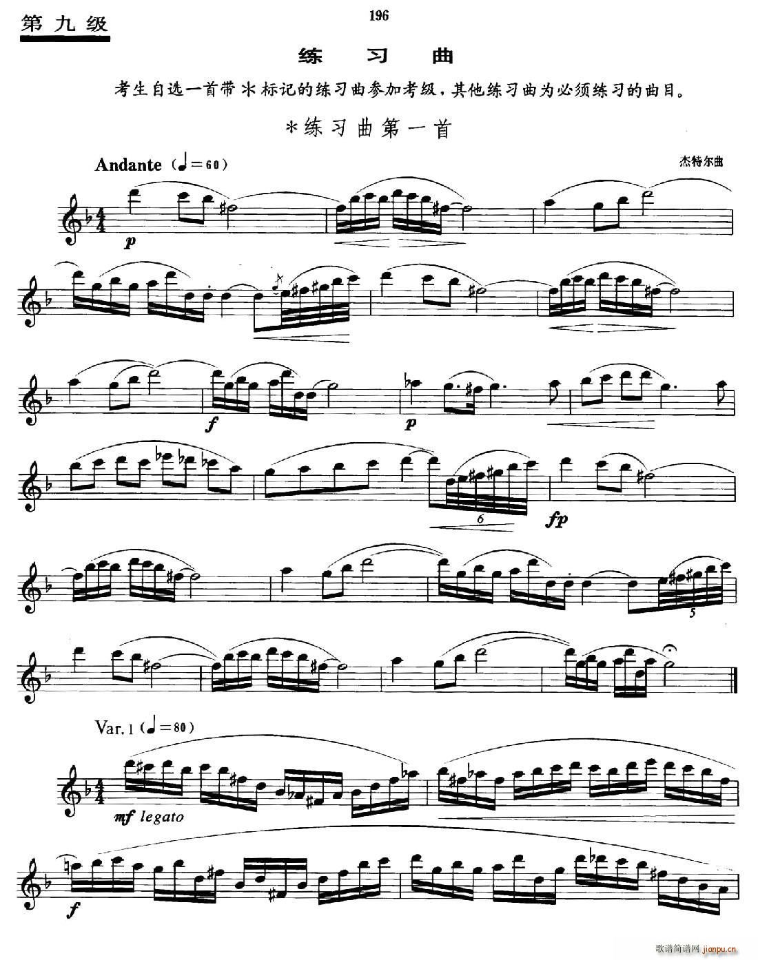 萨克斯管业余考级九级练习曲第一首(十字及以上)1