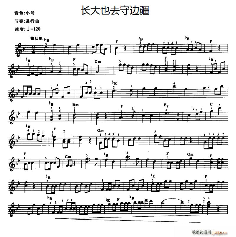 长大也去守边疆(电子琴谱)1