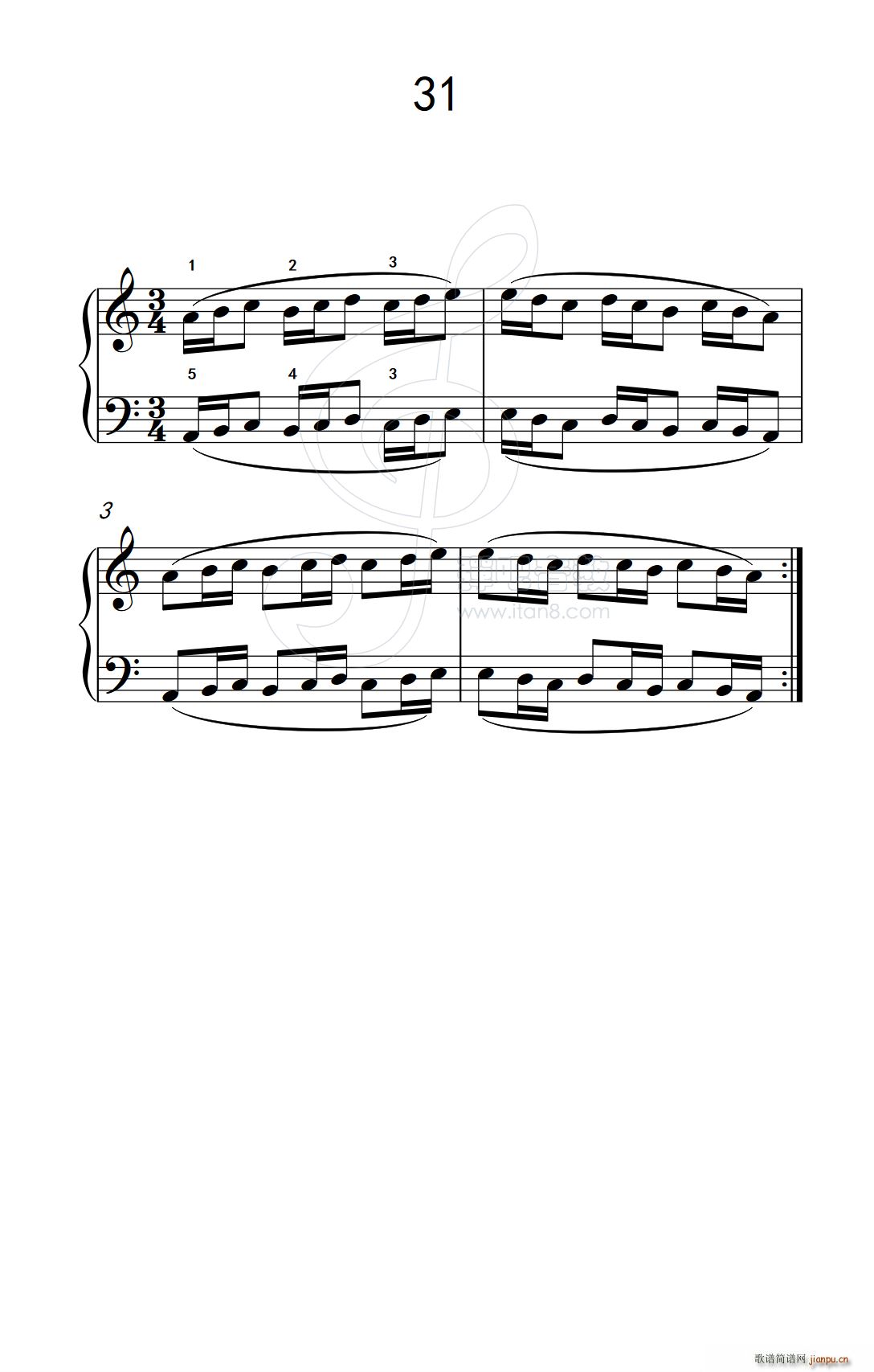 八 提高速度 增强手指灵活性的练习31 儿童钢琴手指练习 1(钢琴谱)1