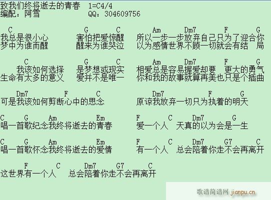 致我们终将逝去的青春(吉他谱)1