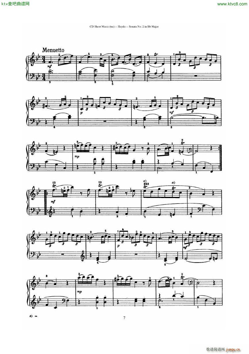 Haydn Joseph Sonata no 2 in Bb Major(钢琴谱)7