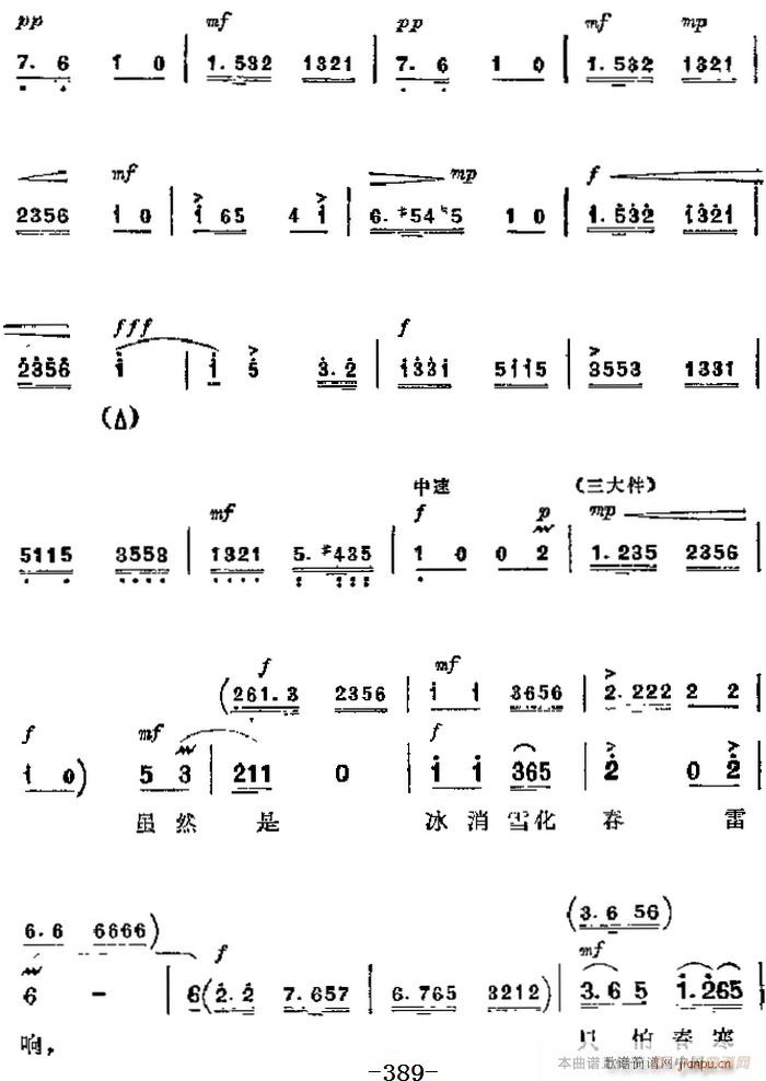 革命现代京剧 杜鹃山 主要唱段 杜鹃山青竹吐翠 第四场 李石坚唱段(京剧曲谱)5