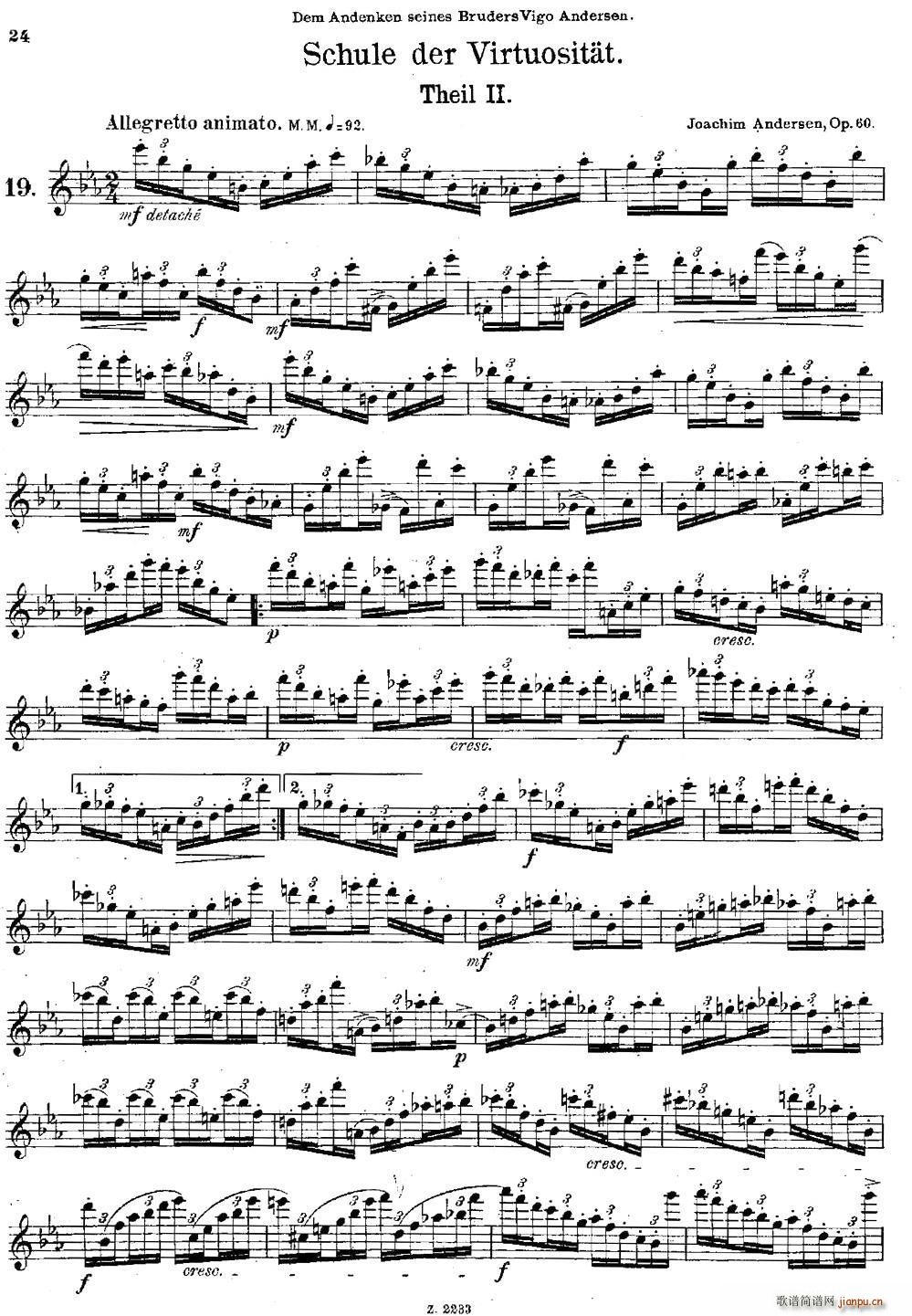 Schule der Virtuosit?t Op 60 19(笛箫谱)1