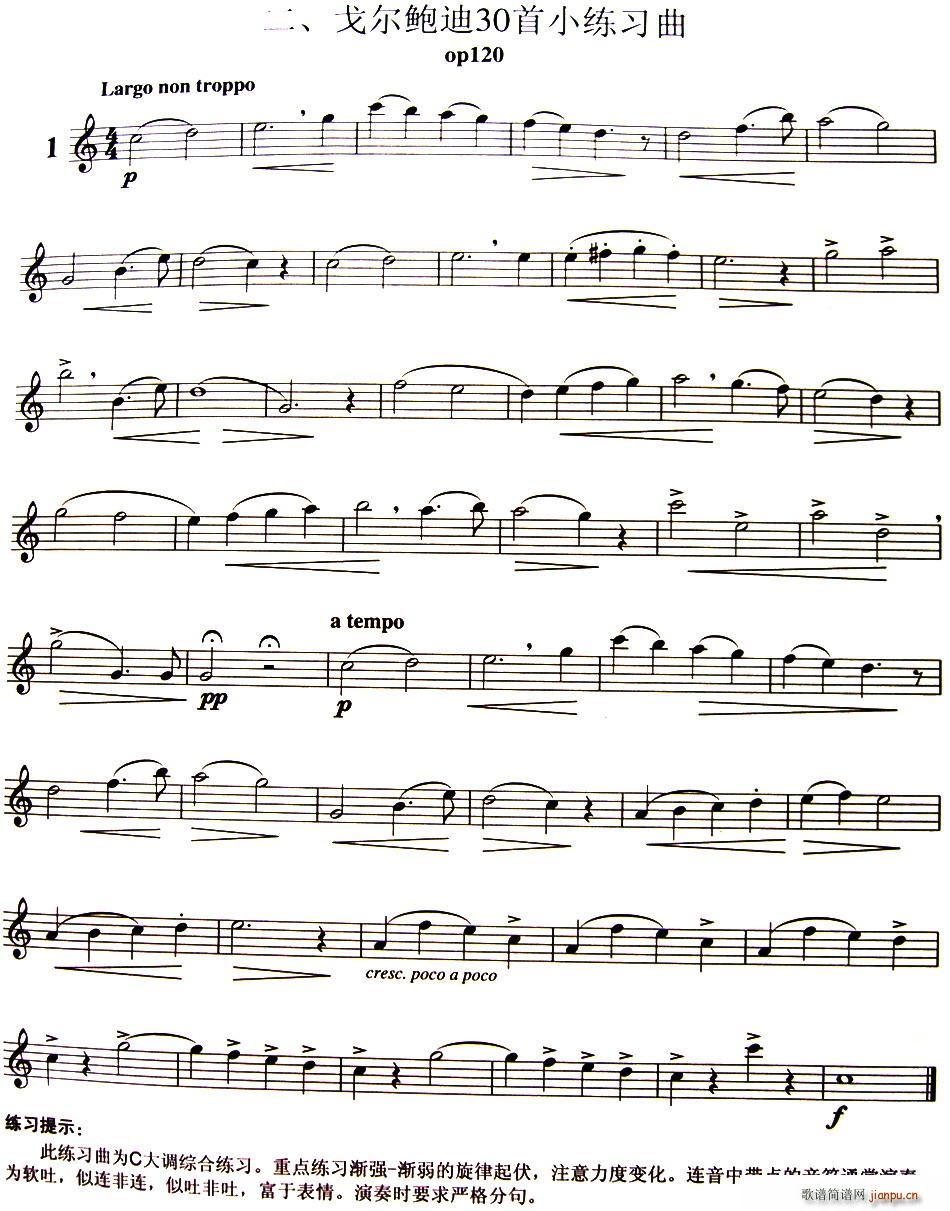 三十首小练习曲作品120号 NO 1 长笛(笛箫谱)1