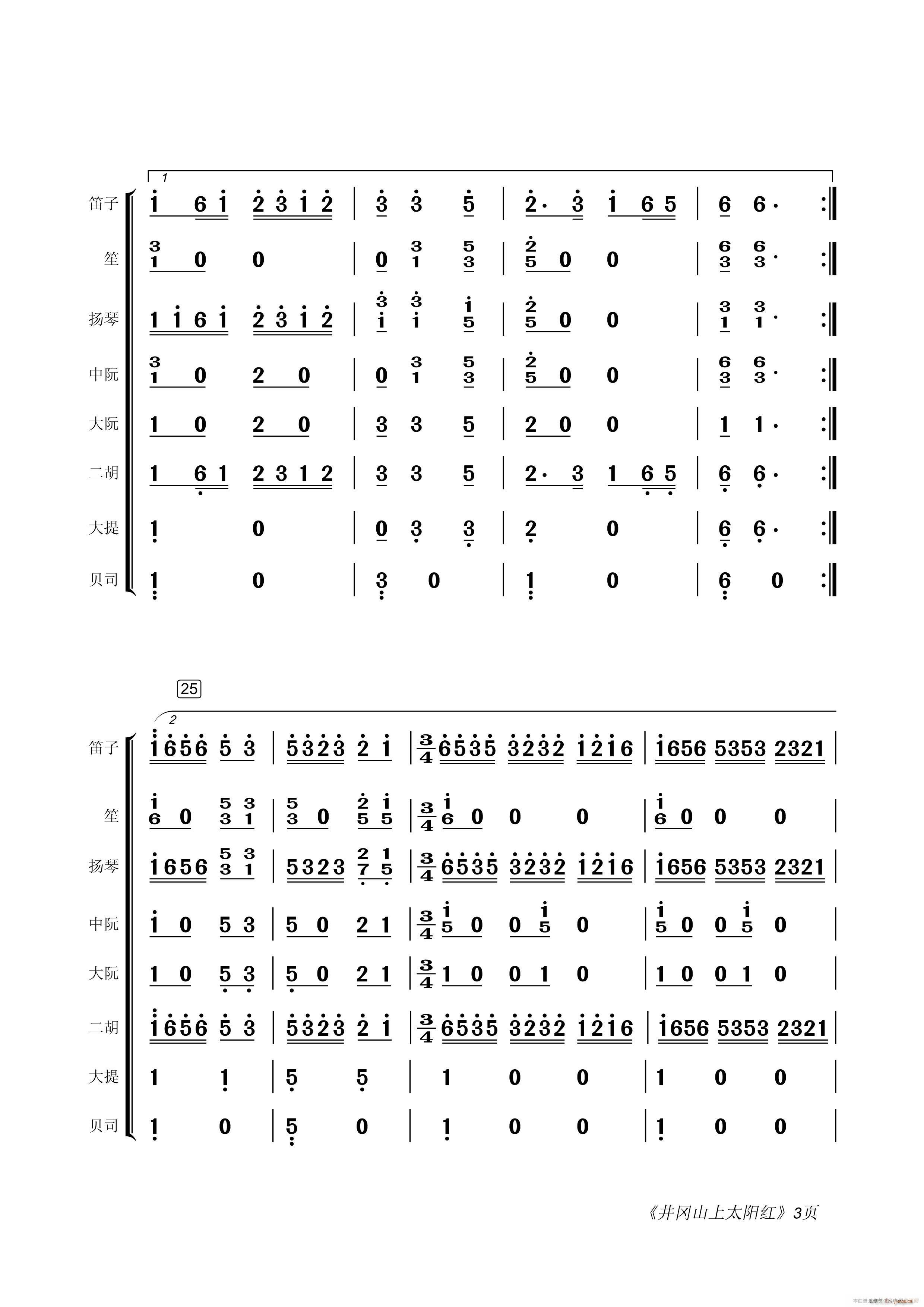 井冈山上太阳红 民乐合奏(总谱)3