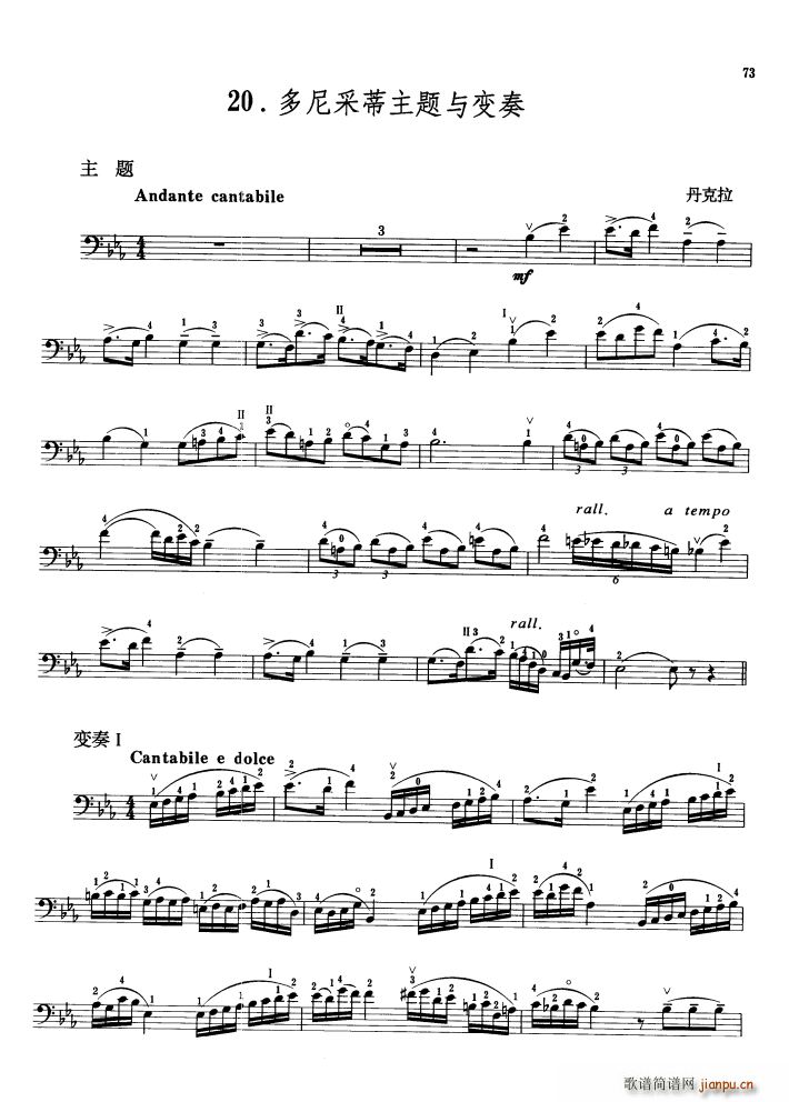 多尼采蒂主题与变奏 大提琴(大提琴谱)1