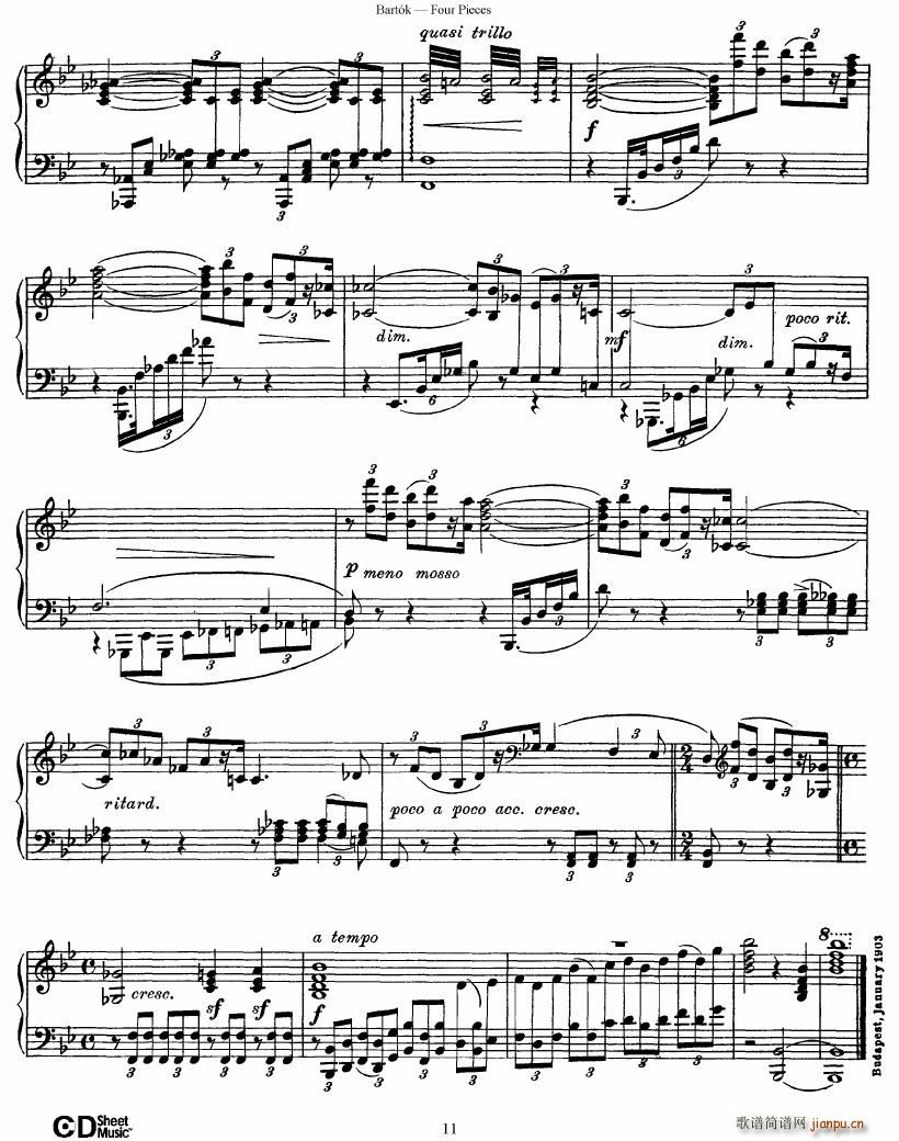 Bartok DD 71 Four Piano Pieces(钢琴谱)11