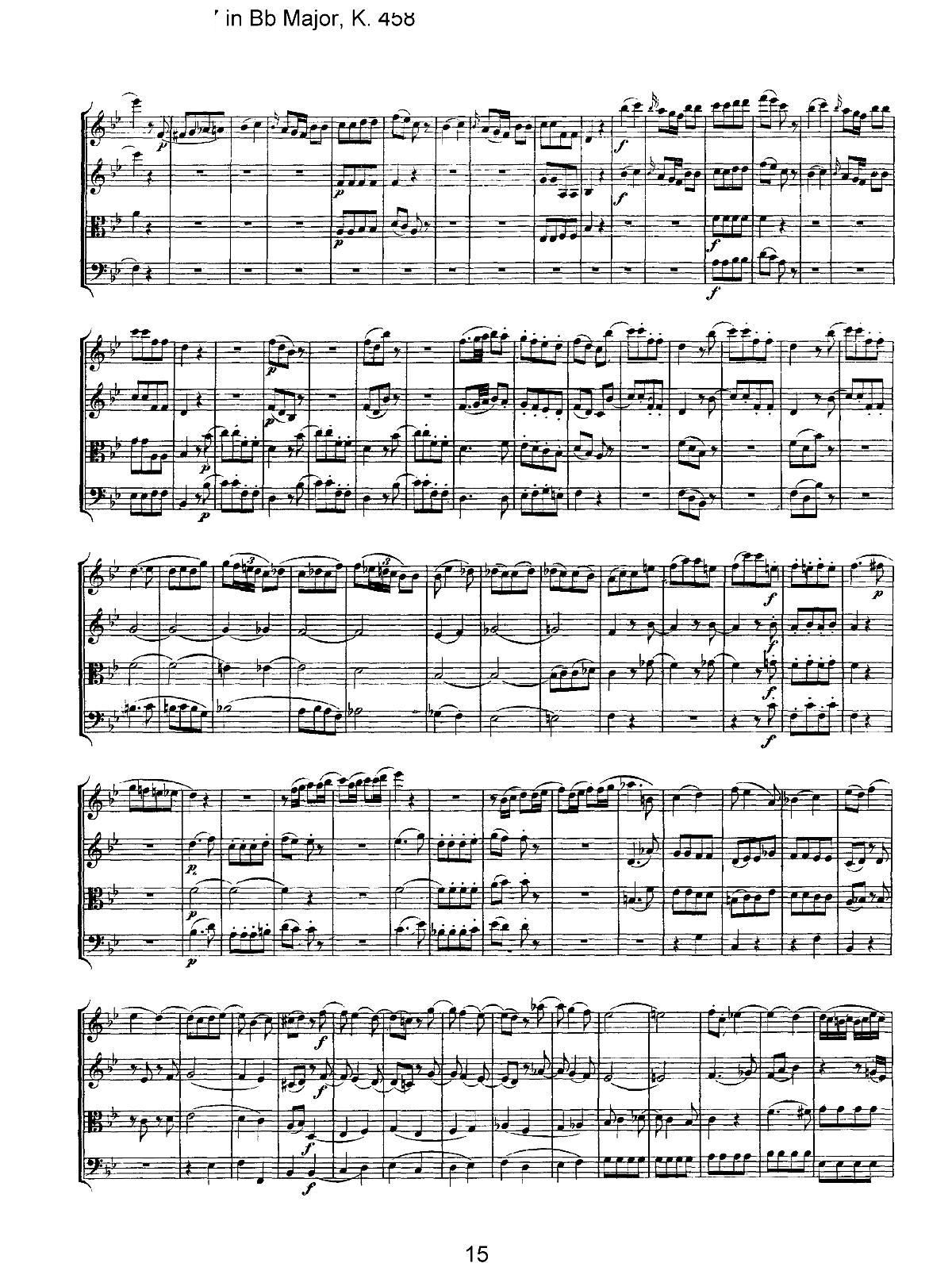 Mozart Quartet No 17 in Bb Major K 458(总谱)15