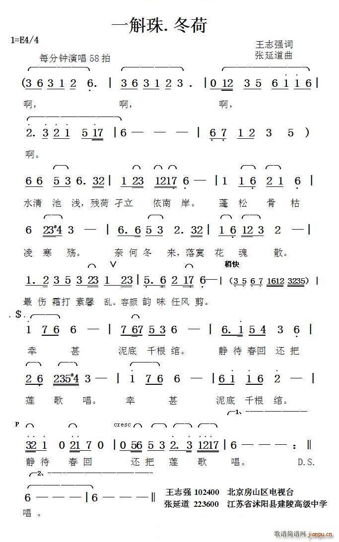 一斛歌 冬荷 张延道曲(十字及以上)1