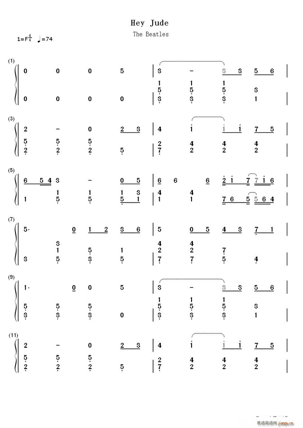 Hey Jude 双手(钢琴谱)1