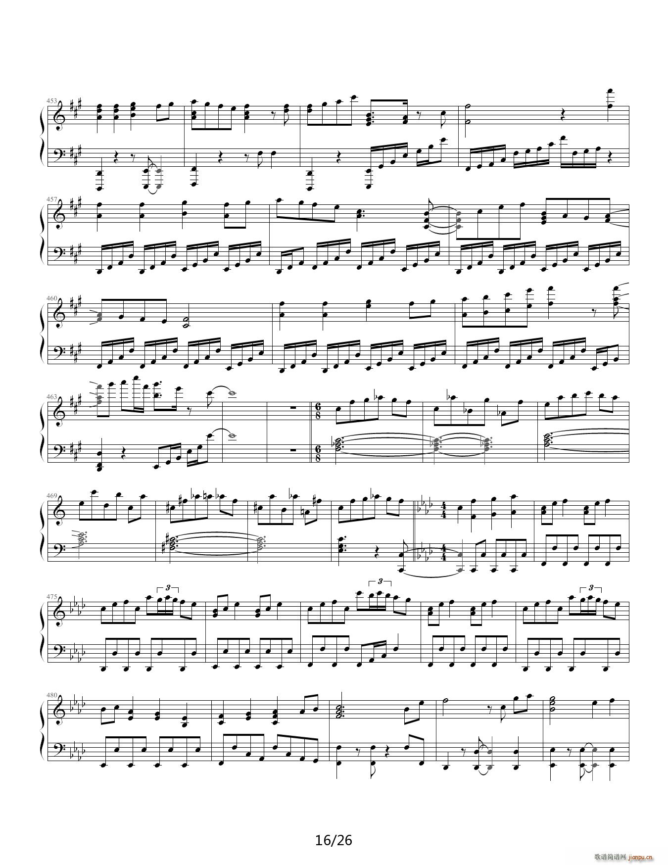 狂荬物w翔幻想 88IP酷使h 降A调(钢琴谱)16