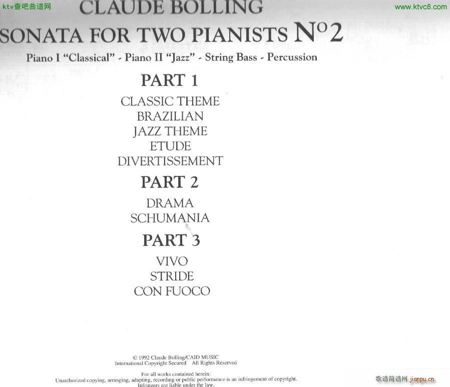 Bolling Sonata for Two Pianist no 2 Part1 1(钢琴谱)1