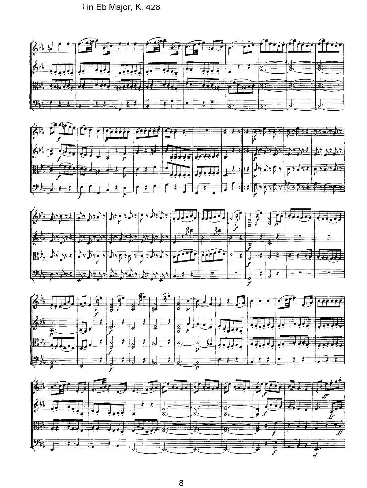 Mozart Quartet No 16 in Eb Major K 428(总谱)8