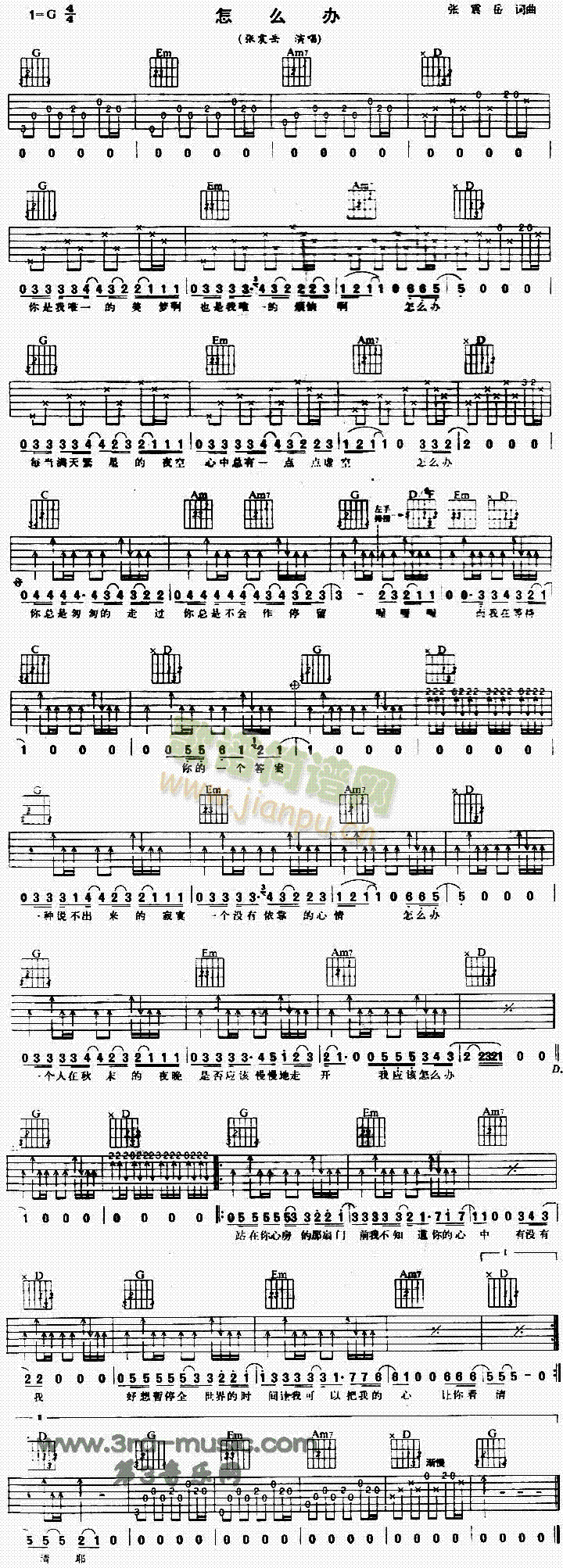 怎么办(吉他谱)1