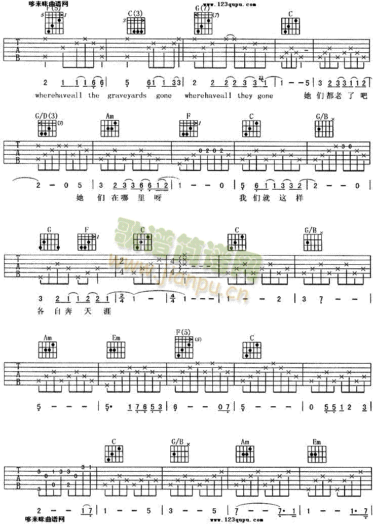 那些花儿(吉他谱)3