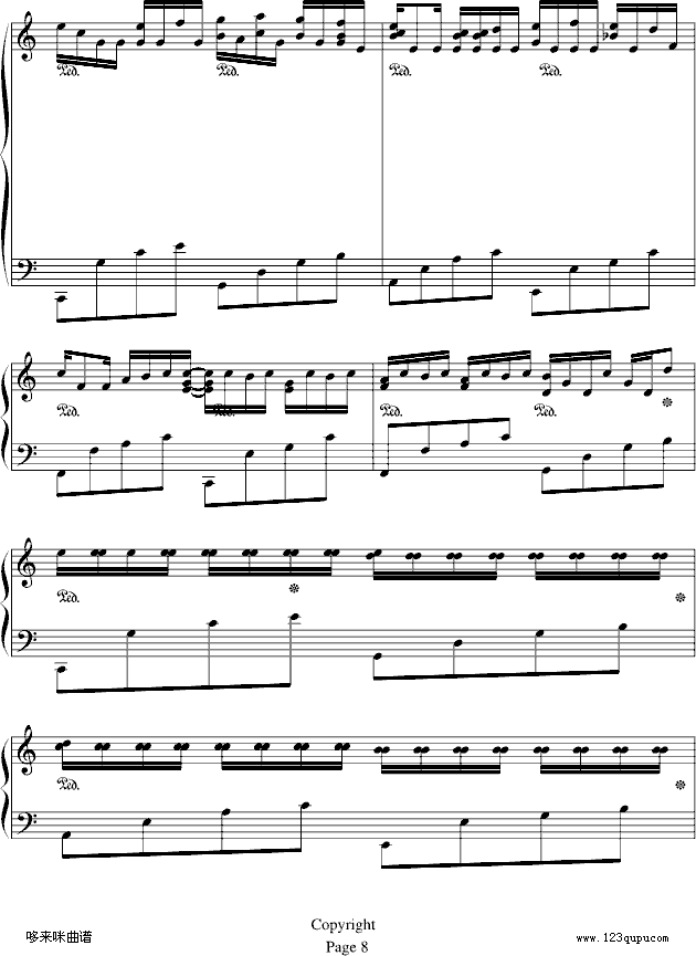 卡农--帕赫贝尔-Pachelbel(钢琴谱)8